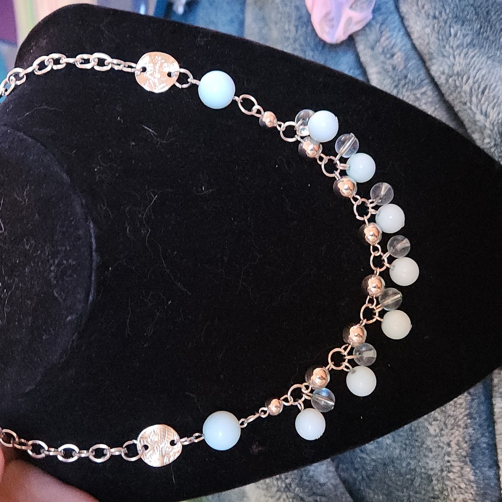 Light Blue Beaded Necklace, Bracelet & Earring Set